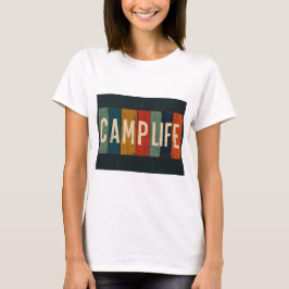 Vintage Camp Life Typography Tシャツ