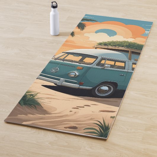 Vintage Camper Van Beach Illustration Yoga Mat ヨガマット (インサイチュ)