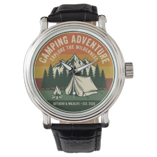 Vintage Camping Adventure Retro Mountain 腕時計
