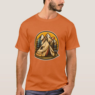 vintage camping tent vector boy tシャツ