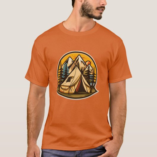 vintage camping tent vector boy tシャツ (正面)