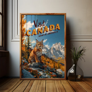 Vintage Canada Lynx Travel ポスター