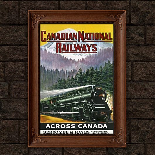 Vintage Canadian Rockies Steam Train Advertising ポスター