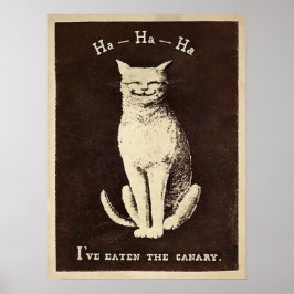 Vintage Canary Eating Cat ポスター