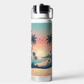 Vintage Cancun 2026 Tropical Beach Sunset ウォーターボトル (背面)