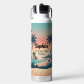 Vintage Cancun 2026 Tropical Beach Sunset ウォーターボトル (正面)