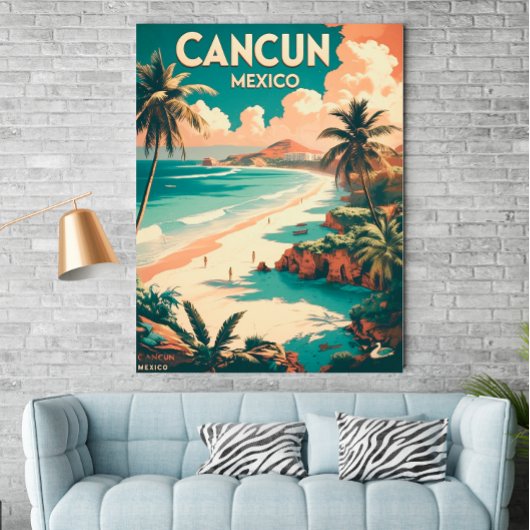 Vintage Cancun , Mexico - Retro Travel Poster ポスター