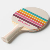 Vintage Candy Rainbow Across Striping with Name 卓球ラケット (正面アングル)