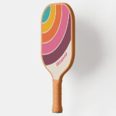 Vintage Candy Rainbow Circle Stripe with Name ピックルボールラケット (左)