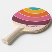 Vintage Candy Rainbow Circle Stripe with Name 卓球ラケット (正面アングル)