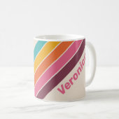Vintage Candy Rainbow Stripes with Name コーヒーマグカップ (正面右)