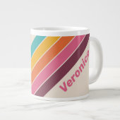 Vintage Candy Rainbow Stripes with Name ジャンボコーヒーマグカップ (正面右)