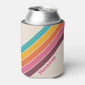 Vintage Candy Rainbow Stripes with Name 缶クーラー (缶正面)