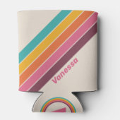 Vintage Candy Rainbow Stripes with Name 缶クーラー (裏面)