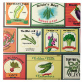 Vintage canned goods-Vegetables labels タイル (正面)
