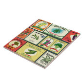 Vintage canned goods-Vegetables labels タイル (側面)