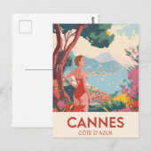 Vintage Cannes Côte d'Azur Travel ポストカード (正面/裏面)