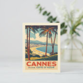 Vintage Cannes France Travel Poster Beach ポストカード (スタンド正面)