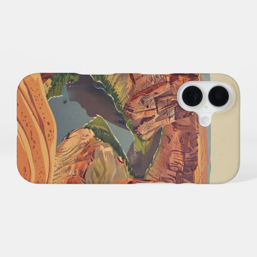 Vintage Canyon Meander iPhone 16ケース (裏面横)