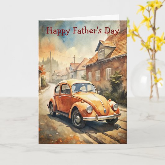 Vintage Car カード (黄色い花)