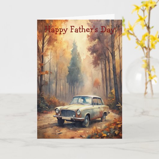 Vintage Car カード (黄色い花)