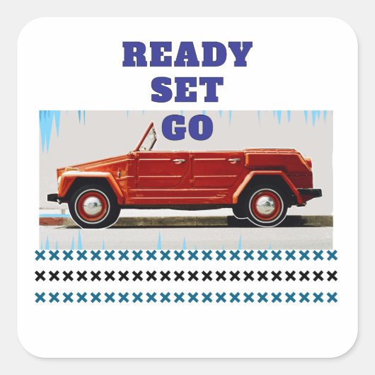 vintage car スクエアシール (正面)