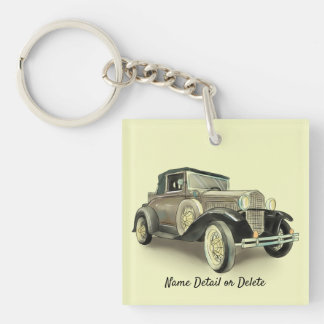 Vintage Car – 名前の追加詳細または削除文字- キーホルダー