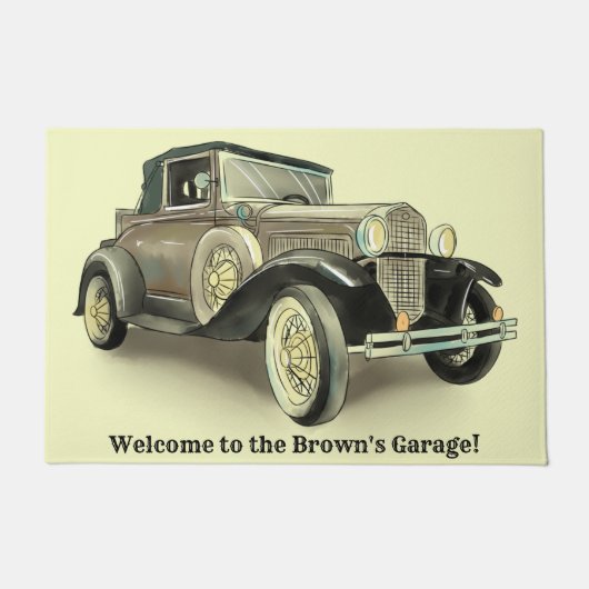 Vintage Car – 名前の追加 – Doormat ドアマット (正面)