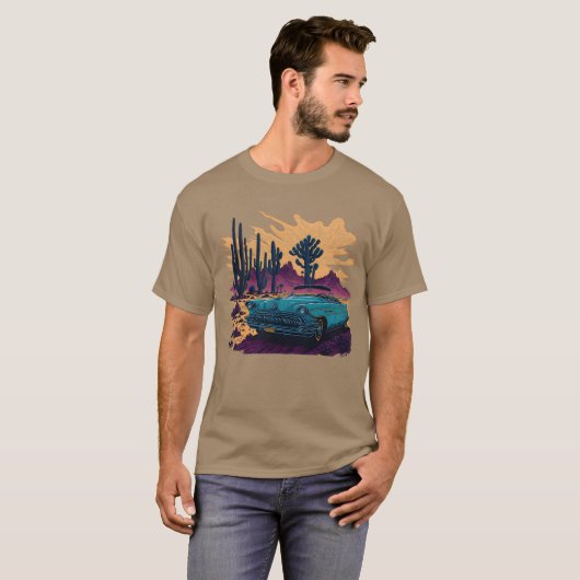 Vintage car and desert gift tシャツ (正面フル)