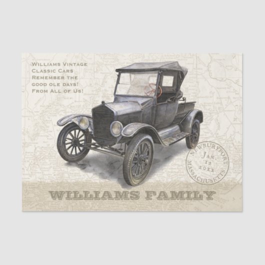 Vintage Car Black Classic 1920s Tissue Paper 薄葉紙 (正面)