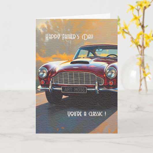 Vintage Car Father's Day Card カード (黄色い花)