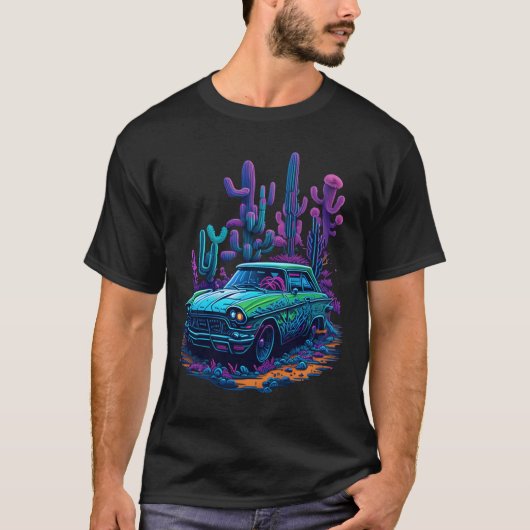 Vintage Car Neon gift vintage friends Tシャツ (正面)