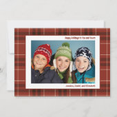 Vintage Car Red Plaid Christmas Custom Photo シーズンカード (裏面)