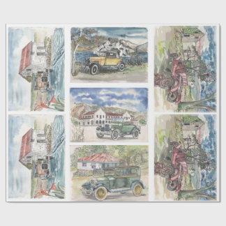 Vintage Car Scenes ラッピングペーパー