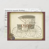 Vintage Car Wedding写真とRSVP招待 インビテーションポストカード (正面/裏面)