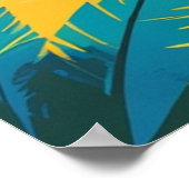 Vintage Caribbean island life scene colourful ポスター (角)