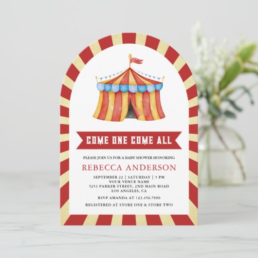 Vintage Carnival Circus Baby Shower 招待状 (スタンド正面)