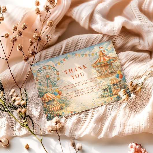 Vintage Carnival Circus Birthday サンキューカード