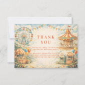 Vintage Carnival Circus Birthday サンキューカード (正面)