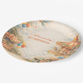 Vintage Carnival Circus Birthday ペーパープレート (アングル)