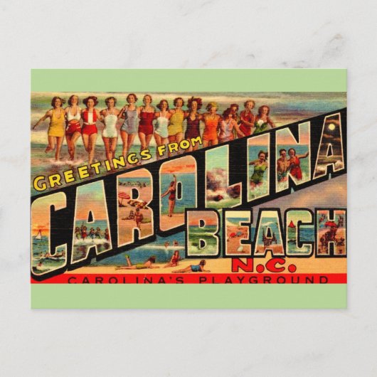 Vintage Carolina Beach NC Postcard ポストカード (正面)