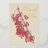 Vintage Carolina Maple Botanical Thank You 箔招待状 (正面)