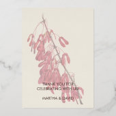 Vintage Carolina Maple Botanical Thank You 箔招待状 (裏面)