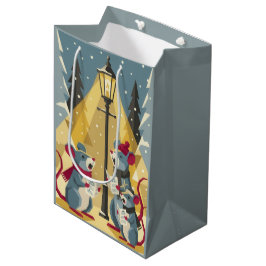 Vintage Caroling Mice Gift Bag ミディアムペーパーバッグ