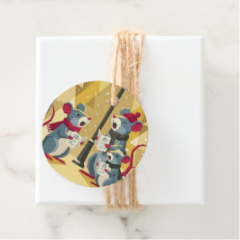 Vintage Caroling Mice Gift Tags - Set of 12 フェイバータグ