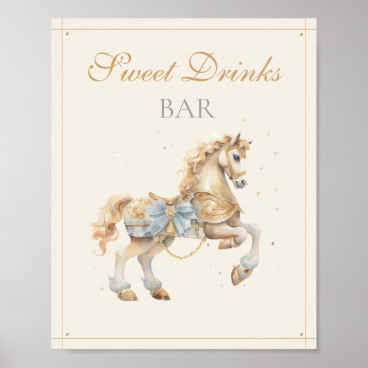 Vintage Carousel Horse Drinks Bar ポスター (正面)