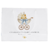 Vintage Carriage Blue Large Baby Shower Bag ラージペーパーバッグ (裏面)
