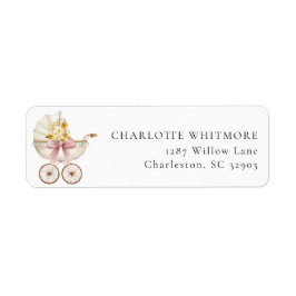 Vintage Carriage Floral Return Address Label ラベル