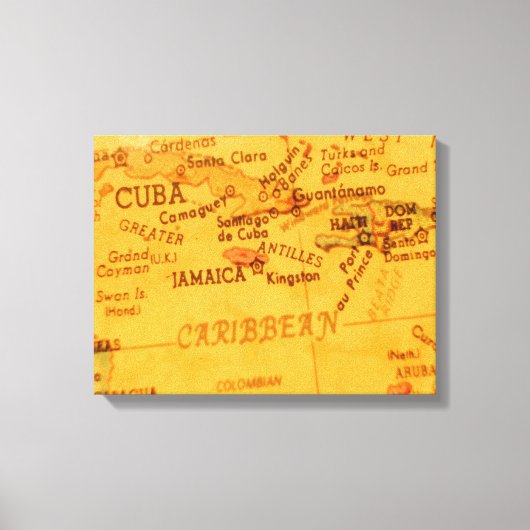Vintage Carribean Map キャンバスプリント (正面)