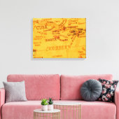 Vintage Carribean Map キャンバスプリント (インサイチュ (リビング))